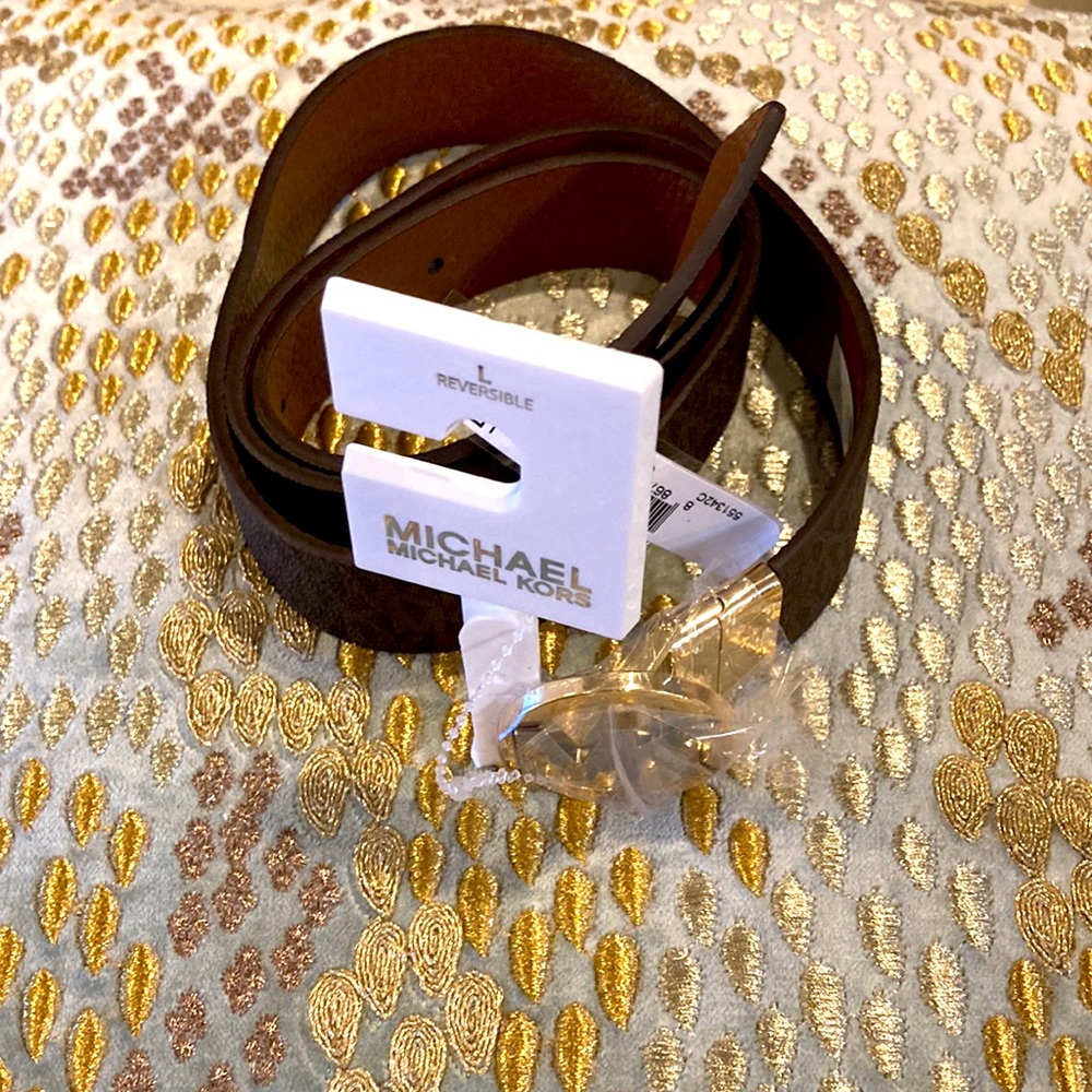 BN Michael Kors Signature and Logo Reversible Belt